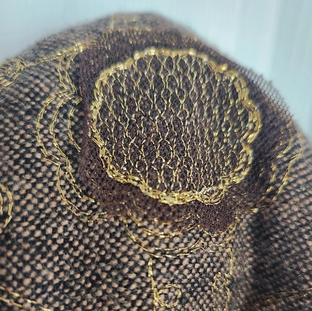 Peter Nygard Wool embroidered textured lace metallic viking skirt fur trim sz 6 - Picture 7 of 14